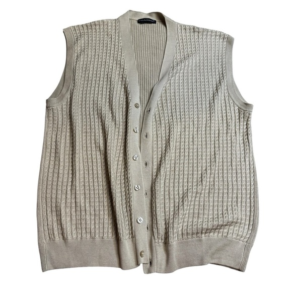 🧵 Tulliano 100% Silk Knit Button Front Sleeveless Sweater Vest Men’s XL 🧵 - Picture 1 of 4